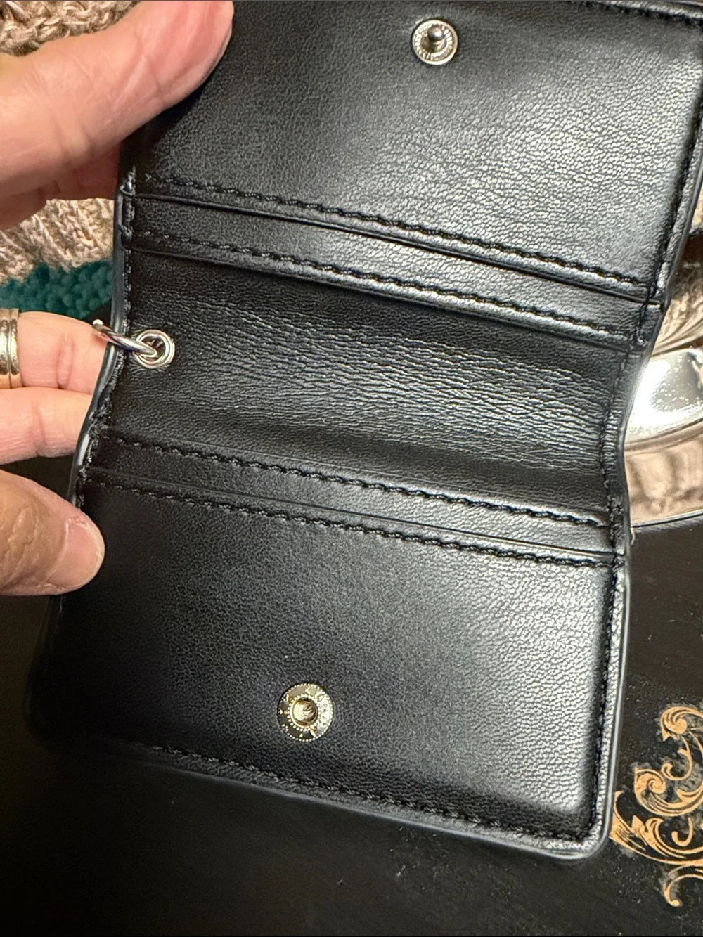 Steve Madden Black and Pink Key Pouch with Logo Detail